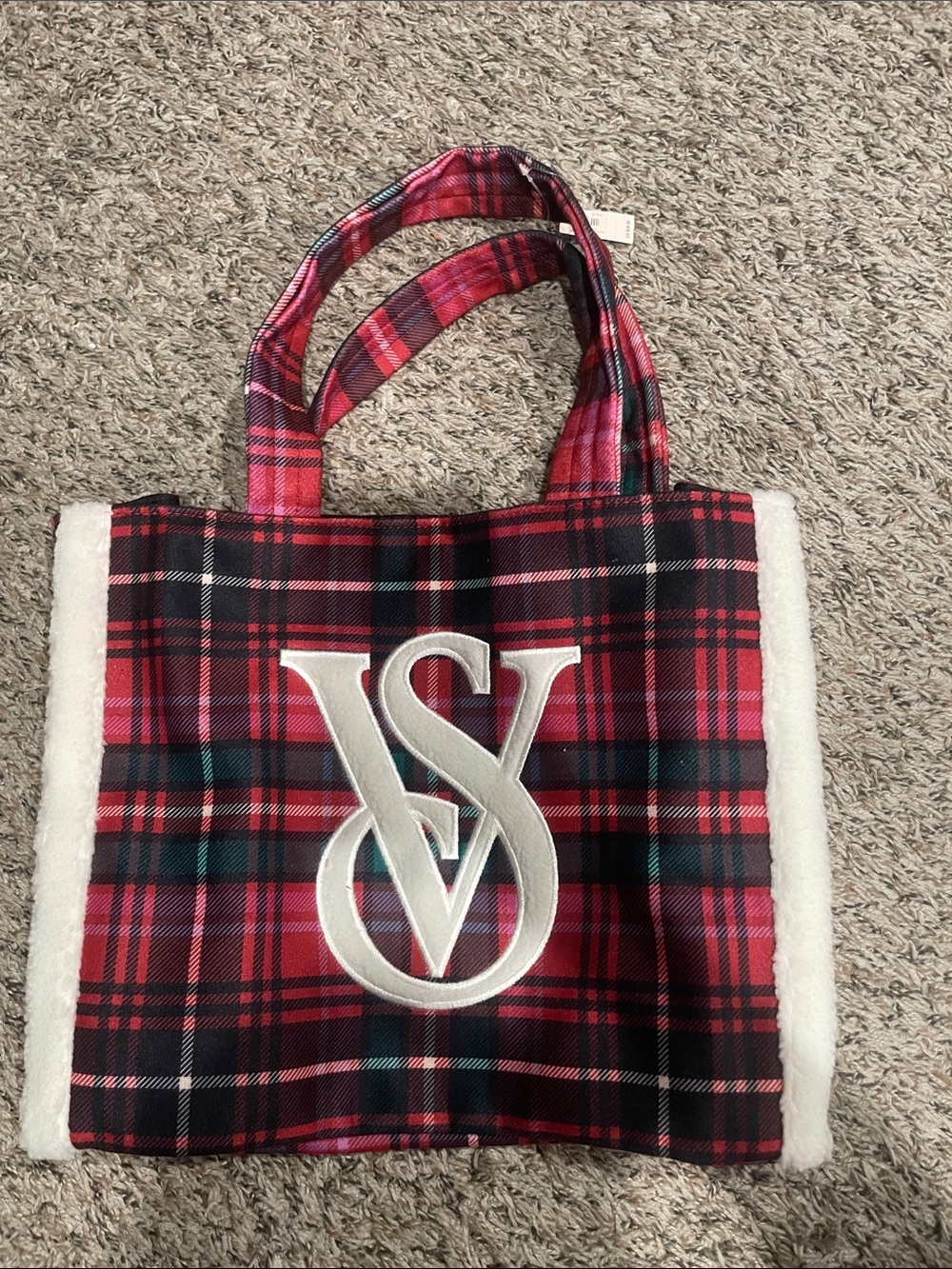 Victoria's Secret Plaid Tote with White Trim
